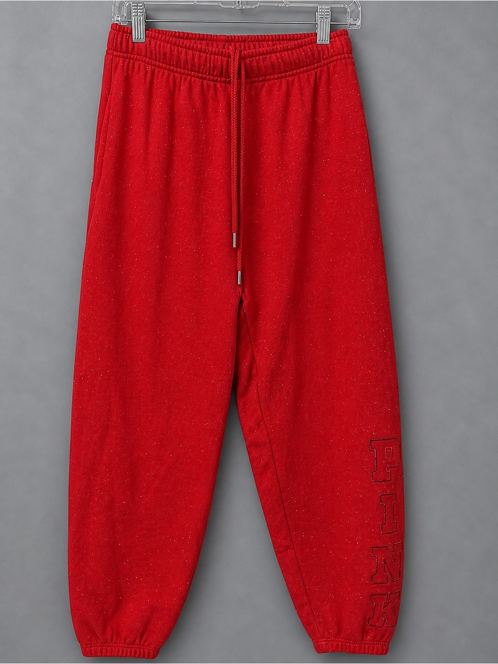 PINK Victoria’s Secret Red Jogger Sweatpants Spellout Logo